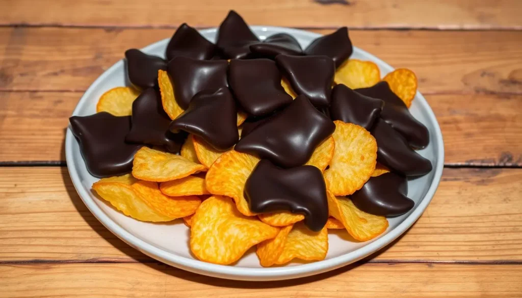 Chocolate covered potato chips